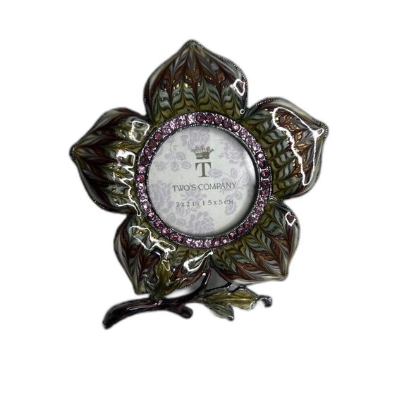 Twos Company Flower Photo Frame NEW Embellished Jeweltone 2x2 IN Artsy - Picture 1 of 5